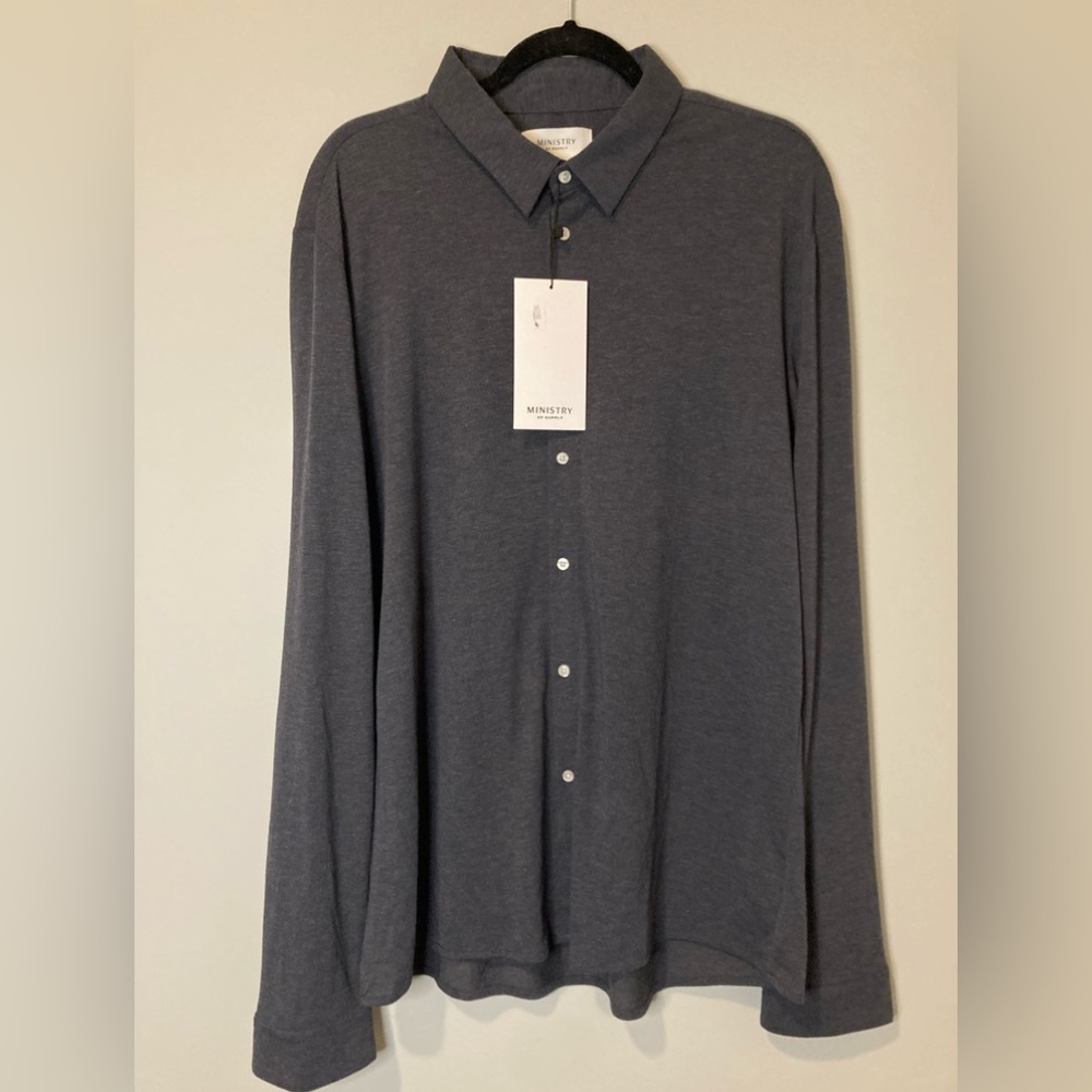 Ministry of Supply Men’s Merino Wool Composite Dress Shirt Dark Grey XL